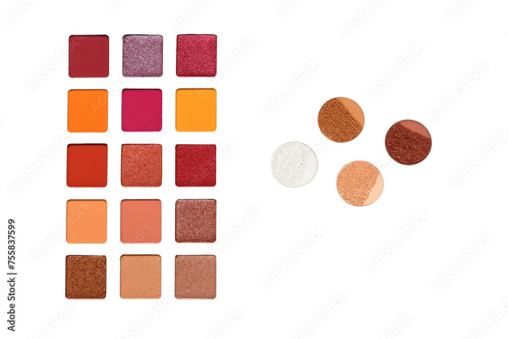 Fototapeta premium Eye shadow palette isolated on white background. Copy space.
