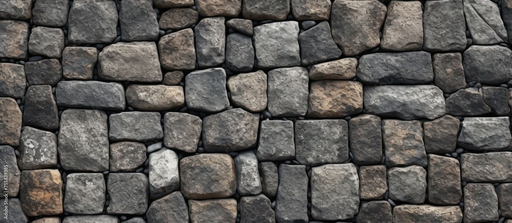 The black stone walls are neatly arranged The black stone walls are neatly arranged