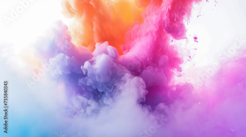 Colorful smoke clouds in vibrant shades of pink, purple, and orange, merging into a stunning abstract background with a dreamlike quality.