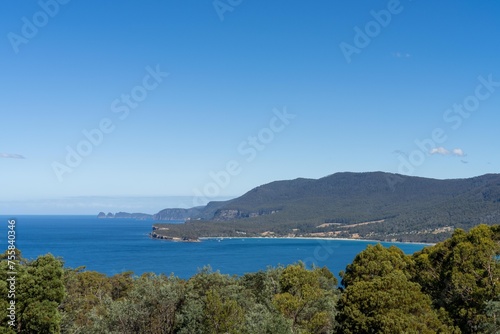 australian coastline, in tasmania, rock shelf by the sea in australia