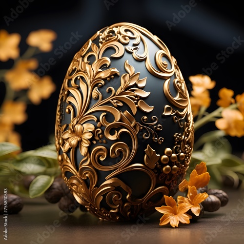 a black and gold decorated egg photo