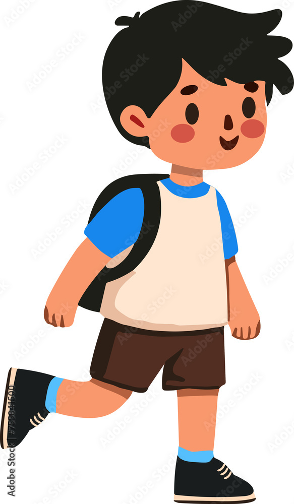 Child, boy student going to school.