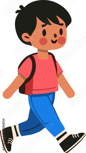 Child, boy student going to school.