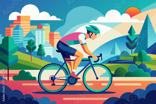 man riding a bicycle vector illustration  © Chayon Sarker