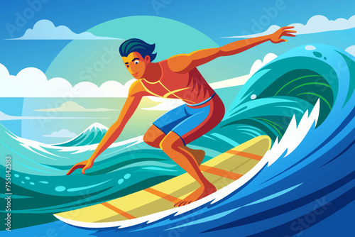 surfing man vector illustration 