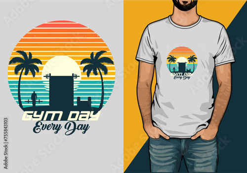 vintage retro  gym t shirt design vector design