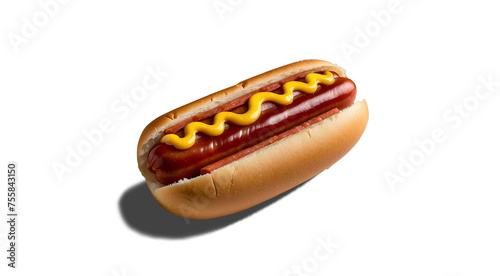 Hot dogs with ketchup and mustard, isolated on a transparent background. AI generative