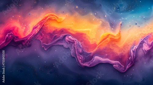 Abstract background with beautiful bright colors contrasts sharply with the concept of space and stars.