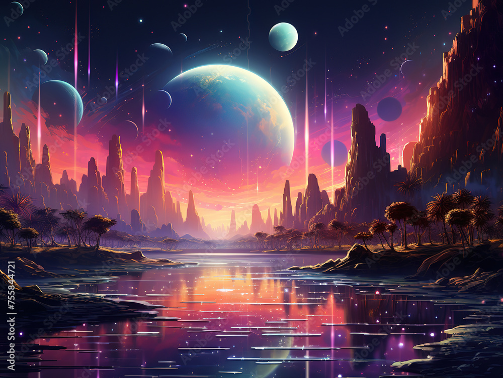 Magical and mystical landscape wallpaper in purple tones Magical and mystical landscape wallpaper in purple tones