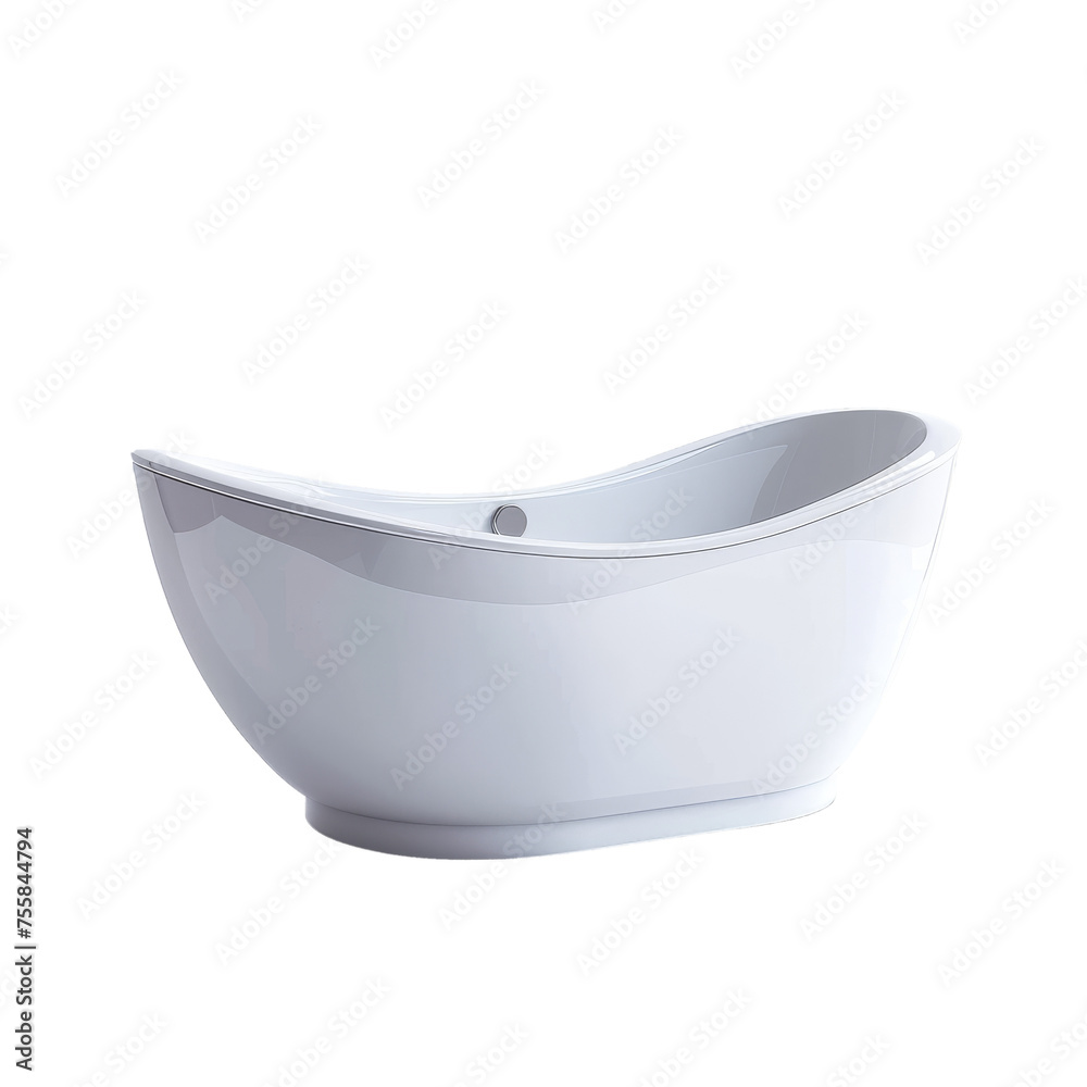 Modern White Bathtub on Transparent Background Modern White Bathtub on Transparent Background