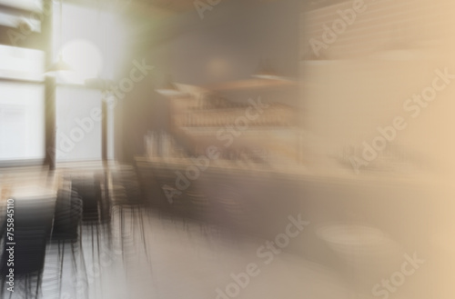Abstract graphic effect coffee shop store room with blur gorgeous effect.