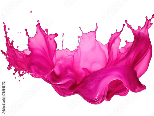 Magenta liquid wave splash water isolated on transparent background, transparency image, removed background