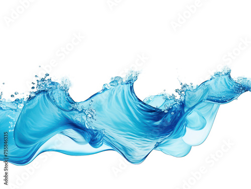 Azure blue liquid wave splash water isolated on transparent background, transparency image, removed background