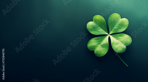 St. Patrick's Day neon glowing four leaf clover banner