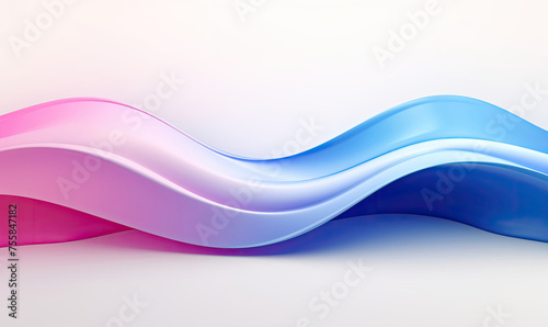 Blue and Pink Wave on White Background