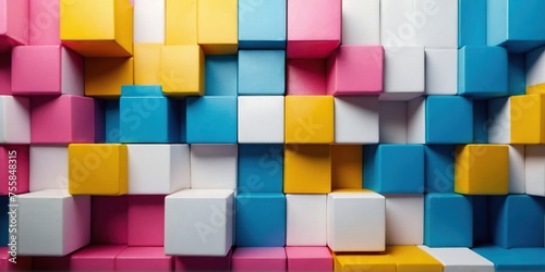 "Vibrant Cubes: A Colorful Background of Blocks, Creating a Dynamic and Playful Visual Display."