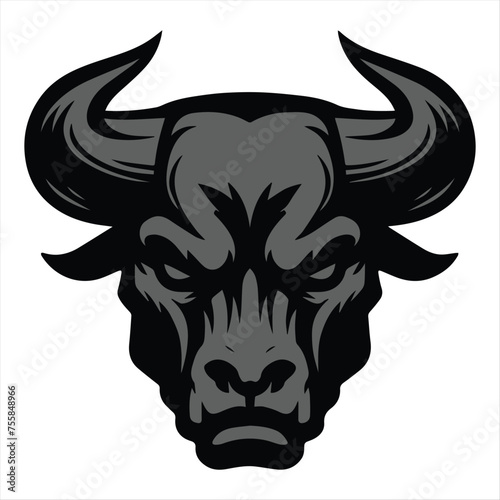 bull angry Head icon logo vector isolated white background