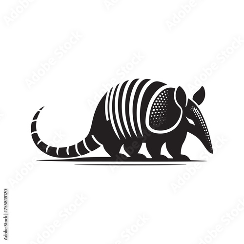 "Shielded Shadows Vector art: Armadillo Vector Silhouette, Perfect for Nature Designs, Wildlife Themes, Armadillo illustration.