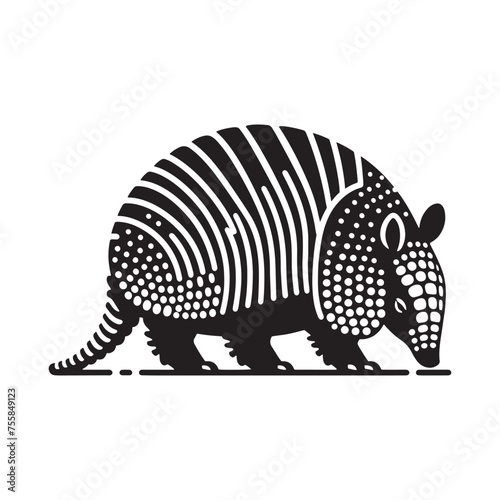 "Shielded Shadows Vector art: Armadillo Vector Silhouette, Perfect for Nature Designs, Wildlife Themes, Armadillo illustration.