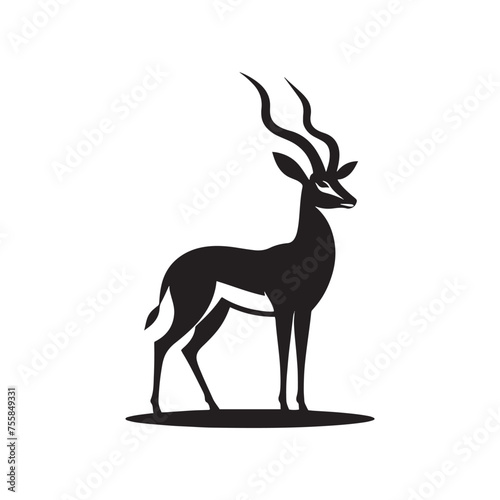 Graceful Gazelle vector art: Vector Antelope Silhouette, minimalist black Antelope Illustration.