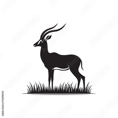 Graceful Gazelle vector art: Vector Antelope Silhouette, minimalist black Antelope Illustration.