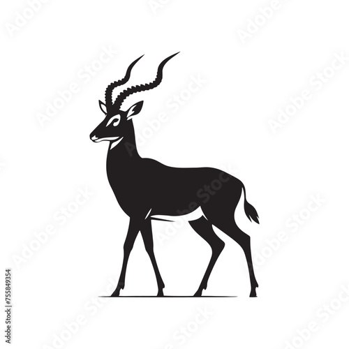 Graceful Gazelle vector art: Vector Antelope Silhouette, minimalist black Antelope Illustration.