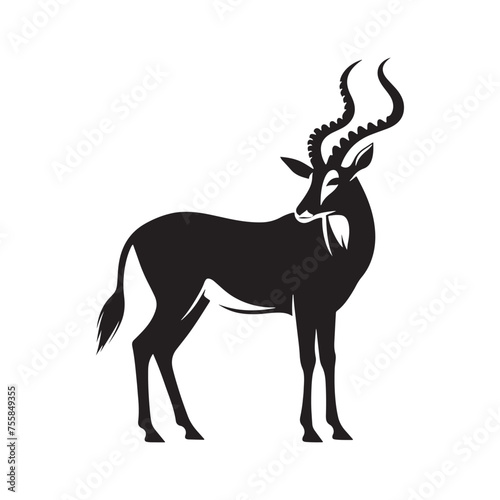 Graceful Gazelle vector art: Vector Antelope Silhouette, minimalist black Antelope Illustration.