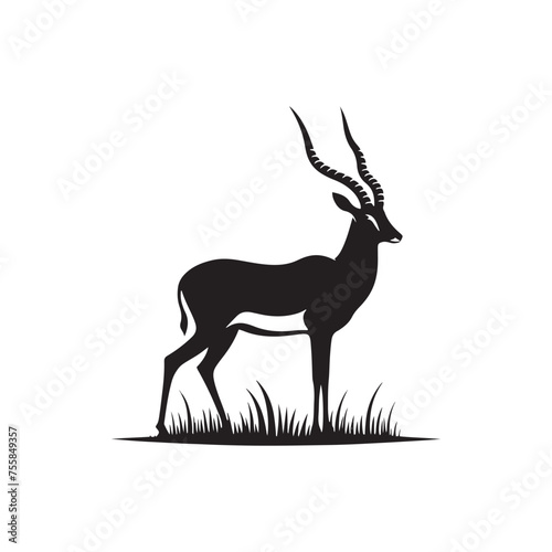 Graceful Gazelle vector art: Vector Antelope Silhouette, minimalist black Antelope Illustration.