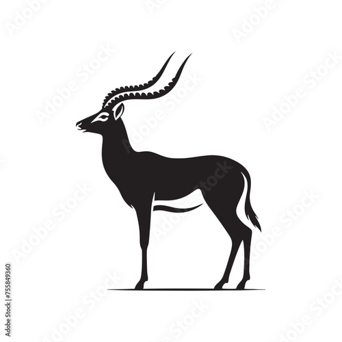 Graceful Gazelle vector art: Vector Antelope Silhouette, minimalist black Antelope Illustration.