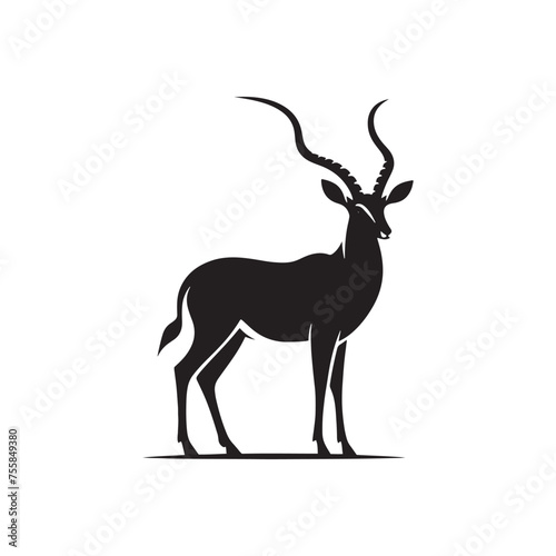 Graceful Gazelle vector art: Vector Antelope Silhouette, minimalist black Antelope Illustration.