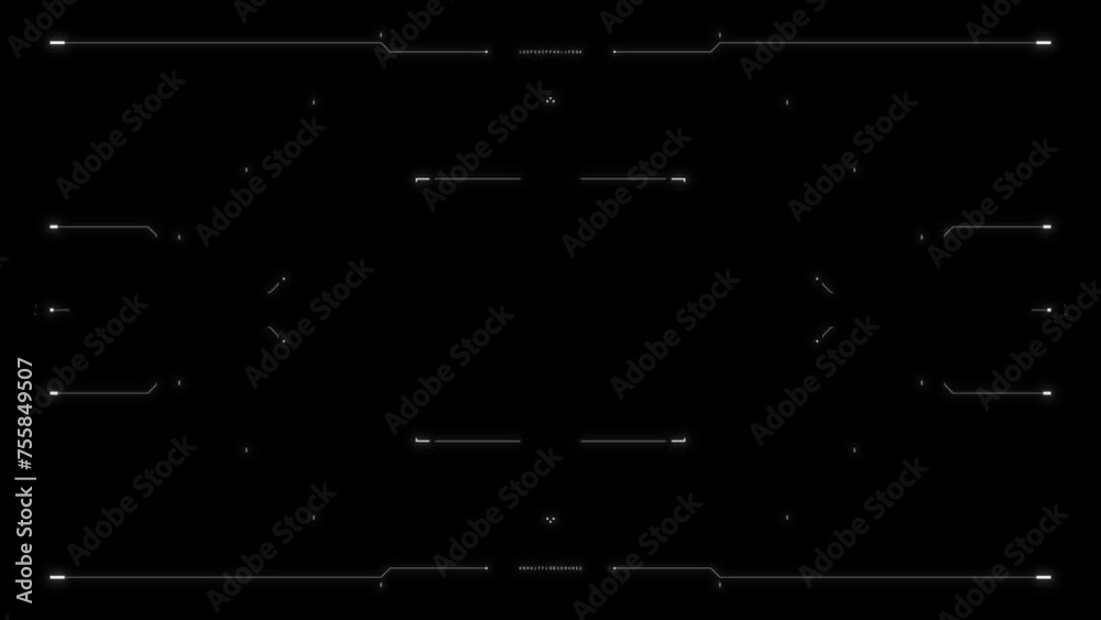 Futuristic glitch HUD aim. Cyberpunk style distorted HUD screen. Tech user interface hologram screen for game, movie, drone footage, VR etc. Video overlay template. Cyber, tech concept.