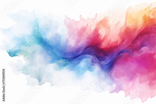 A beautifully crafted watercolor rainbow painted on a pristine white background, showcasing vibrant colors and fluid transitions. 