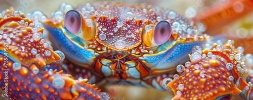 photography of a colorful Crab Pincer - Close-up of the detailed textures and colors of a crabs pincer made out jewels