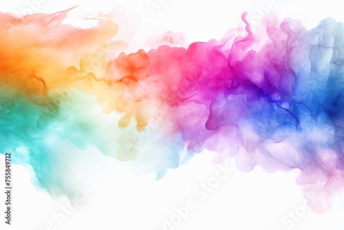 A beautifully crafted watercolor rainbow painted on a pristine white background, showcasing vibrant colors and fluid transitions. 