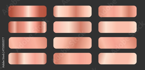 Gradients rose gold metallic set Vector