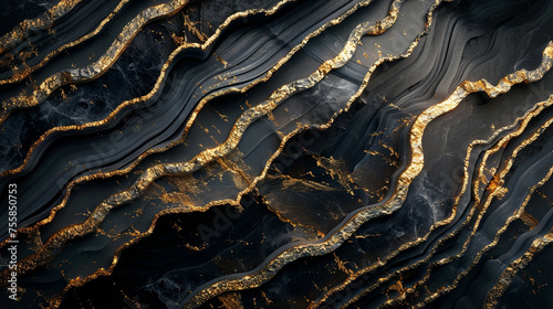 A virtual reality simulation depicting the rise and fall of empires upon the canvas of a black agate background with golden veins  each epoch shaped by the hand of AI historians.