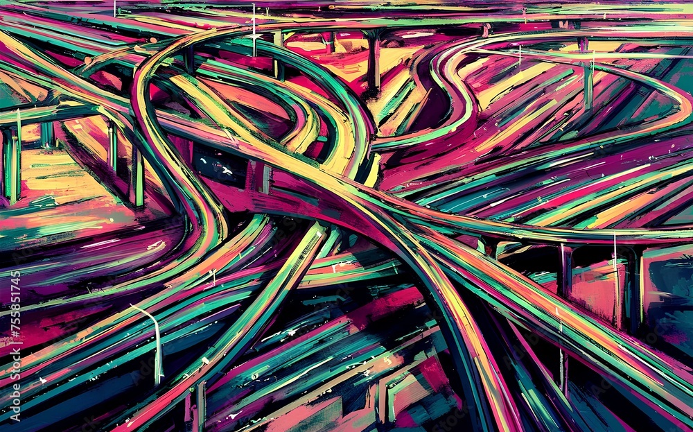 abstract representation of highways and roads abstract representation of highways and roads