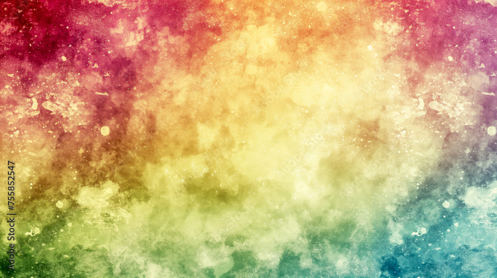 Obraz premium Colorful abstract background with a watercolor effect blending red, yellow, green, and blue, creating a vibrant artistic texture.