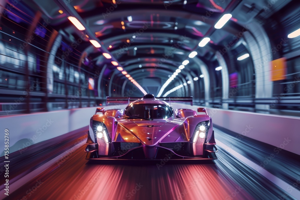 Dive into the fast-paced action of motor sports as a competitive team races down the track, their generic race car blurring with motion as it speeds towards victory. Dive into the fast-paced action of motor sports as a competitive team races down the track, their generic race car blurring with motion as it speeds towards victory.