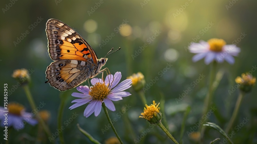 butterfly fly in morning nature.