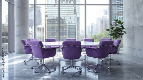 Creating a serene meeting room ambiance with tranquil shades of lavender.
