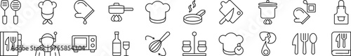 Collection of thin signs of chef. Editable stroke. Simple linear illustration for stores, shops, banners, design photo