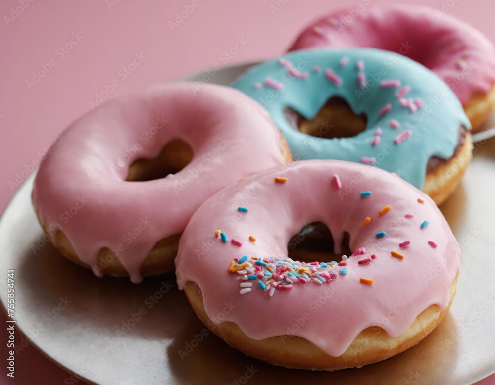Pastel Iced Donuts with Sprinkles Pastel Iced Donuts with Sprinkles