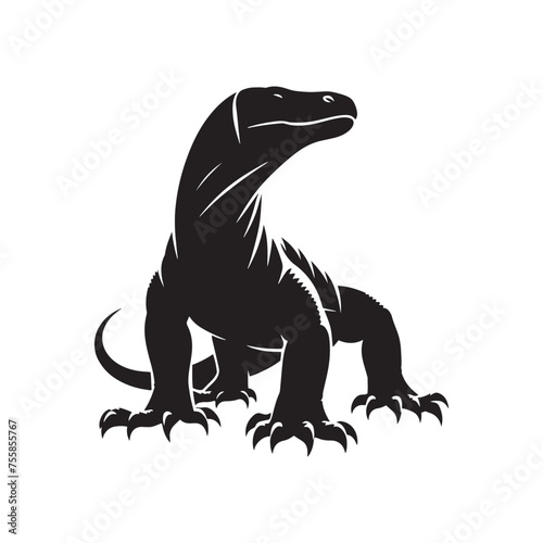 Regal Reptiles  Vector Komodo Dragon Silhouette  Minimalist Black Komodo dragon Illustration.