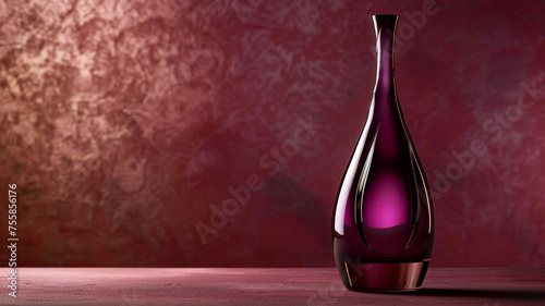 Envision a wine bottle in a deep plum hue and an opalescent glass, inviting you to indulge in its richness.