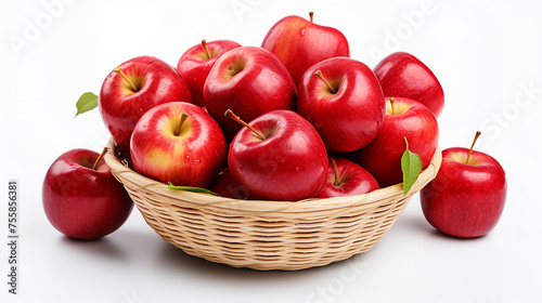 Ripe Red Apples in Wooden Basket on Windowsill, Capturing the Cozy Essence of a Farmhouse Kitchen Harvest