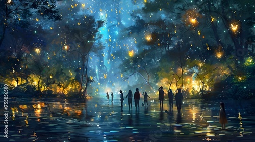Fairy Forest at Night by the Stars Art Group