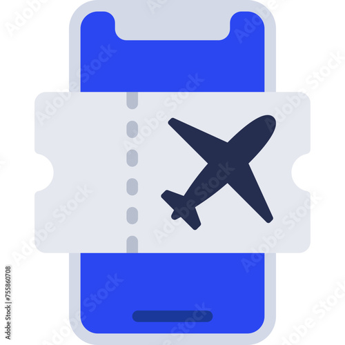 Mobile Phone Plane Ticket Icon
