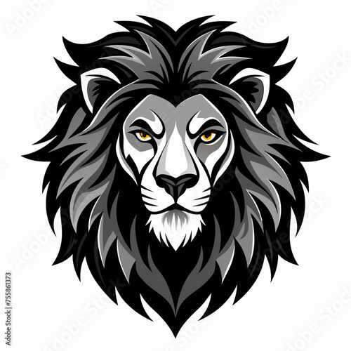 Lion Black Head Vector Illustration