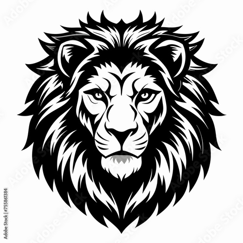 Lion Black Head Vector Illustration